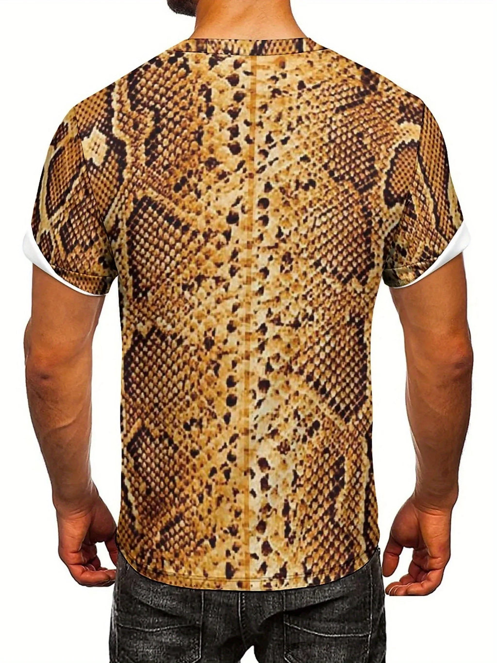 Men'S 3D Print Snake Graphic T-Shirt - Soft Polyester, Short Sleeve, Round Neck, All-Season Comfort,