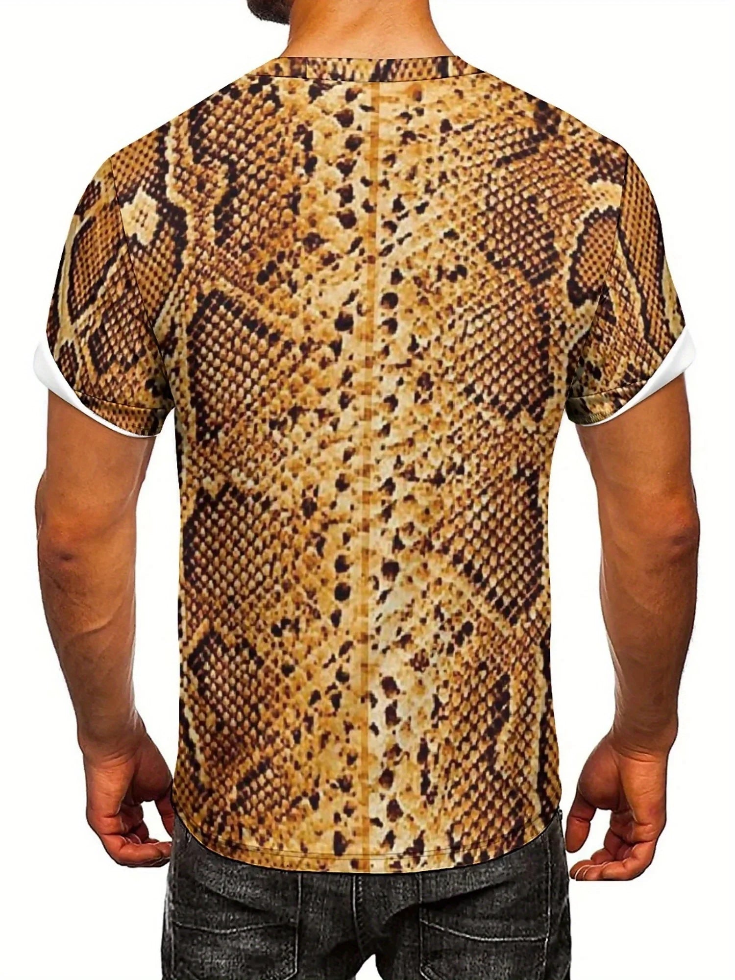 Men'S 3D Print Snake Graphic T-Shirt - Soft Polyester, Short Sleeve, Round Neck, All-Season Comfort,