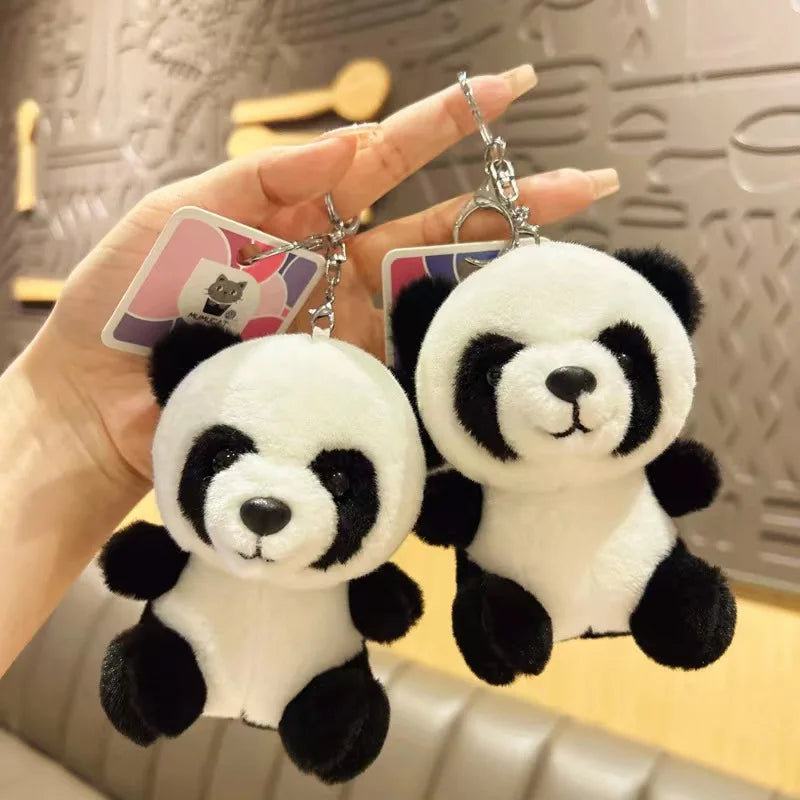 15cm Cute Panda Plush Keychain Kawaii Soft Stuffed Animal Keychain Plushie Doll Bag Pendant Panda Keyring School Bag Accessories
