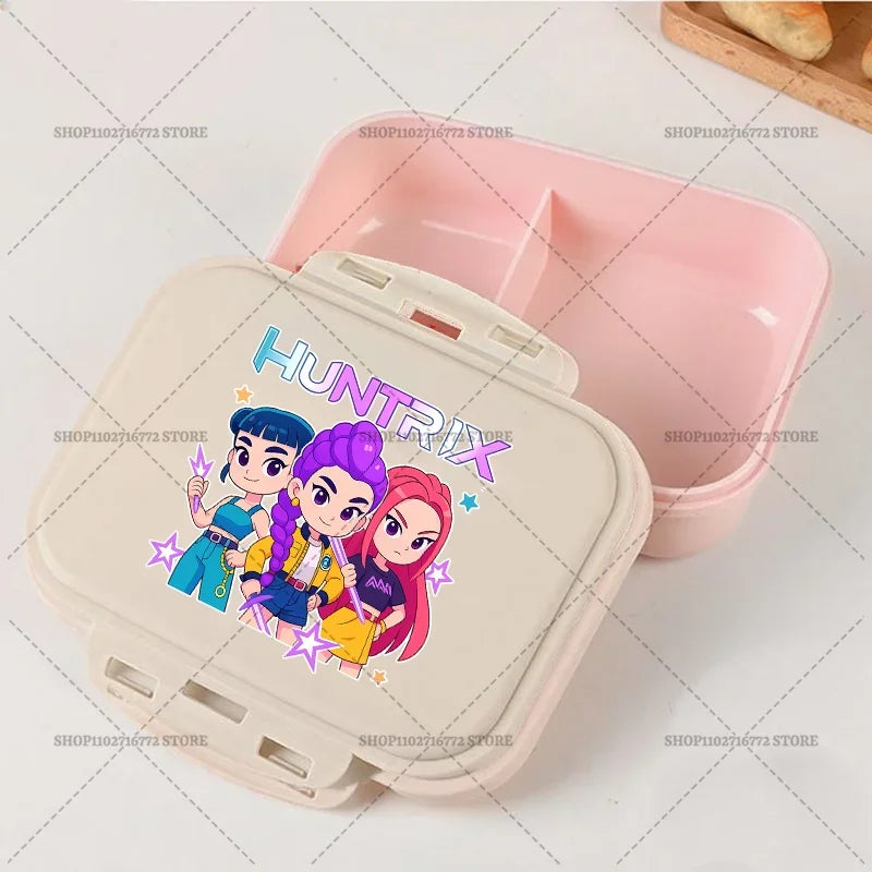 New Kpop Demon Hunter Bento Box Anime Huntrix Lunch Boxes with Dinnerware Girls School Picnic Food Storage Fruit Container Gift