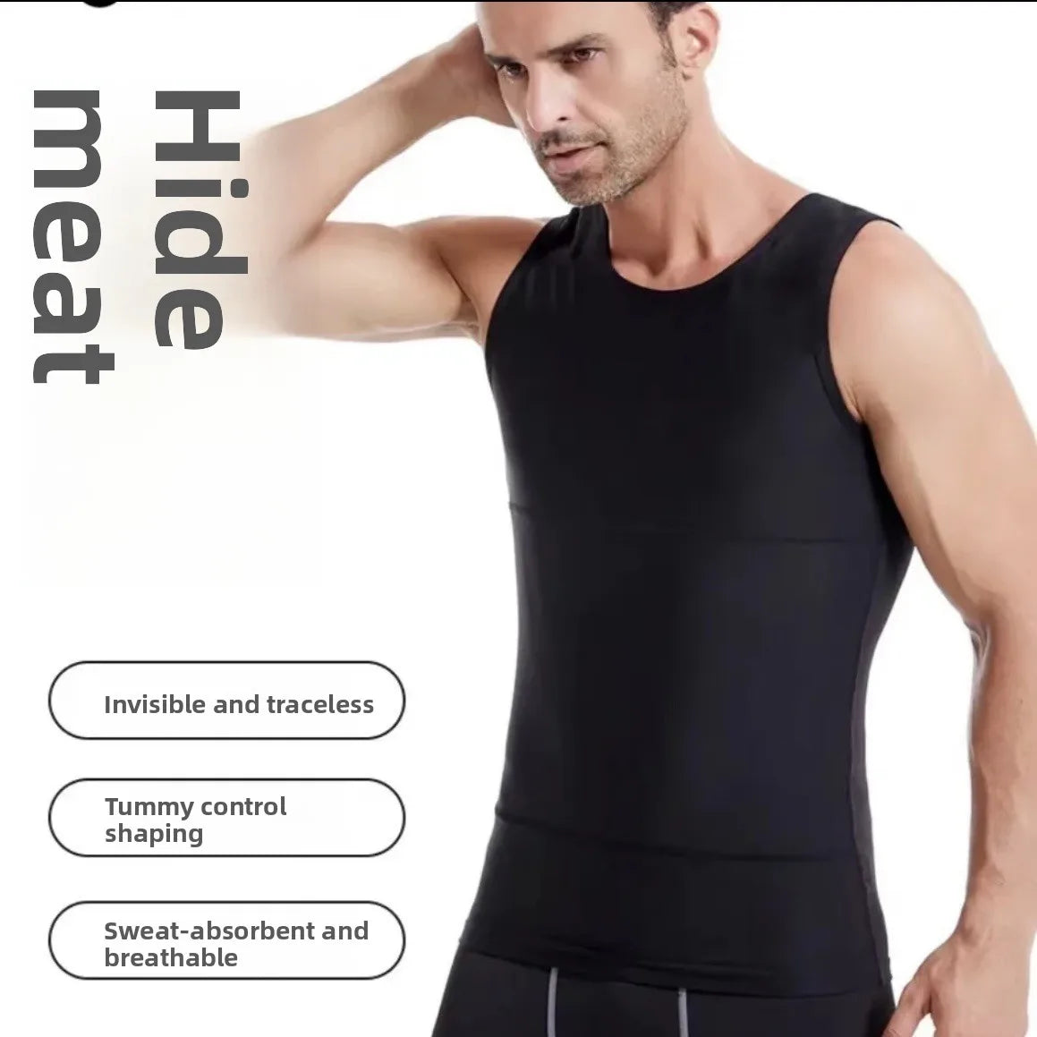 Tibetan Meat Artifact 3rd Generation Thin Men's Belly Closed Chest Vest Short Sleeve Shapewear Vest
