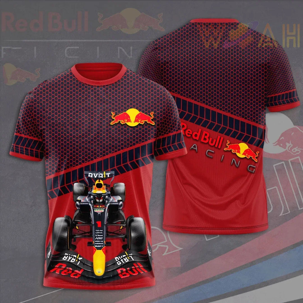 Men's Red Bull T-shirt 3D Printed Color Pattern Round Neck T-shirt Men and Women Casual Tops Oversized Racing Cycling Jersey