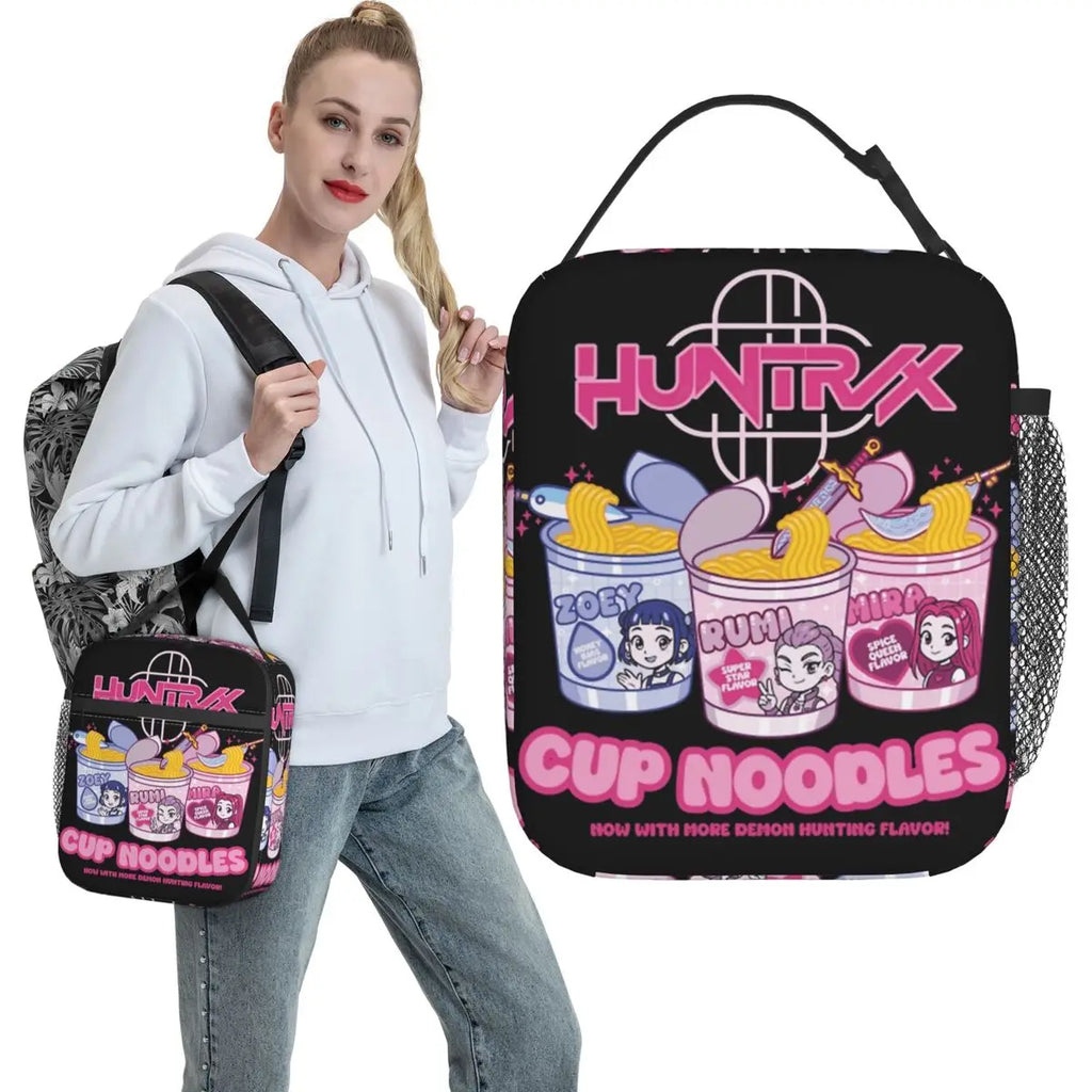 Huntrix Girls Cup Noodles Kpop Demon Hunters Lunch Bag Portable Lunch Box Men Office Print Cooler Bag Leisure Oxford Lunch Bags