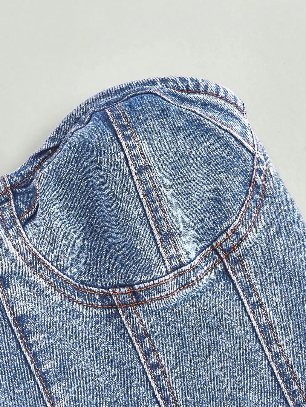 European style plunging neck denim spring new style sexy and intense allure fitted waist shaping design