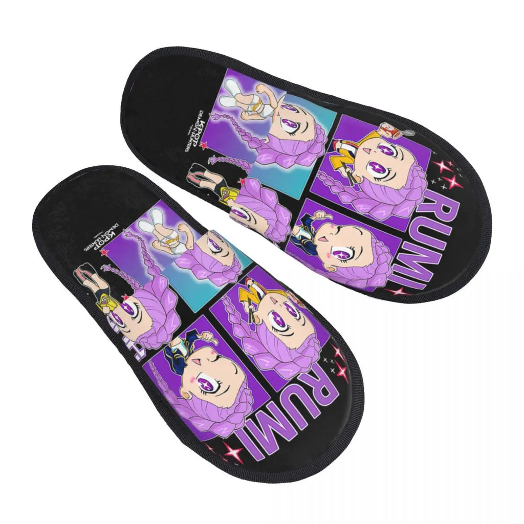 Kpop Demon Hunters Huntrix Rumi Zoey Mira Girls Guest Slippers for Bathroom Women Custom Print House Slipper