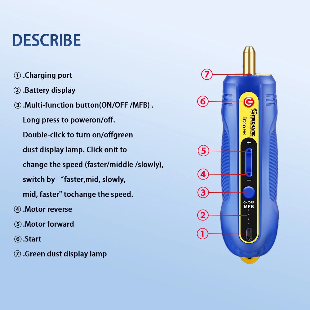 MECHANIC iR10 PRO Electric Glue Remover Pen 6in1 third gear adjustable for Mobile Phone LCD Screen Glue Remover Polishing Tool