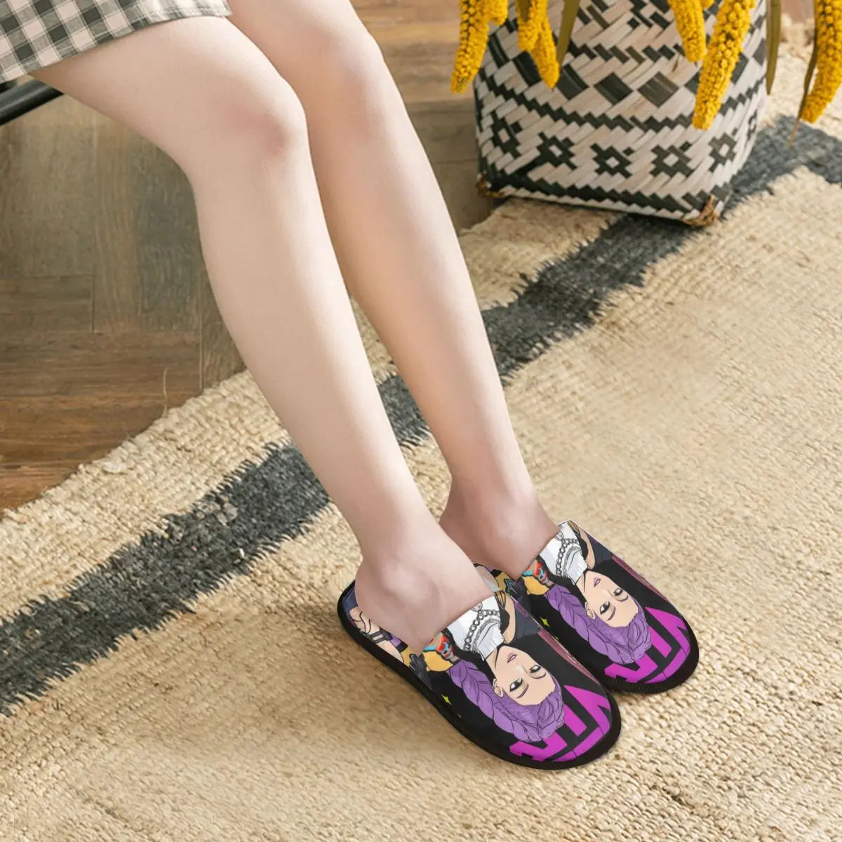 Kpop Demon Hunters Huntrix Soft Scuff Memory Foam Slippers Women Spa House Shoes