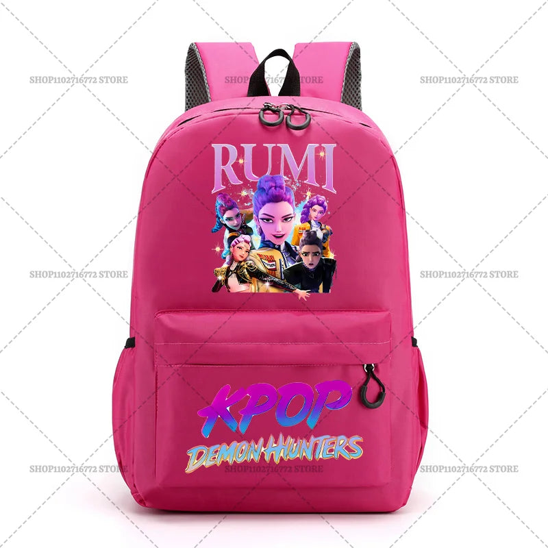 KPop Demon Hunters School Bag Student Large Capacity Laptop Backpack K-Pop DemonHunter Fans Gift Girls Knapsack Travel Backpacks