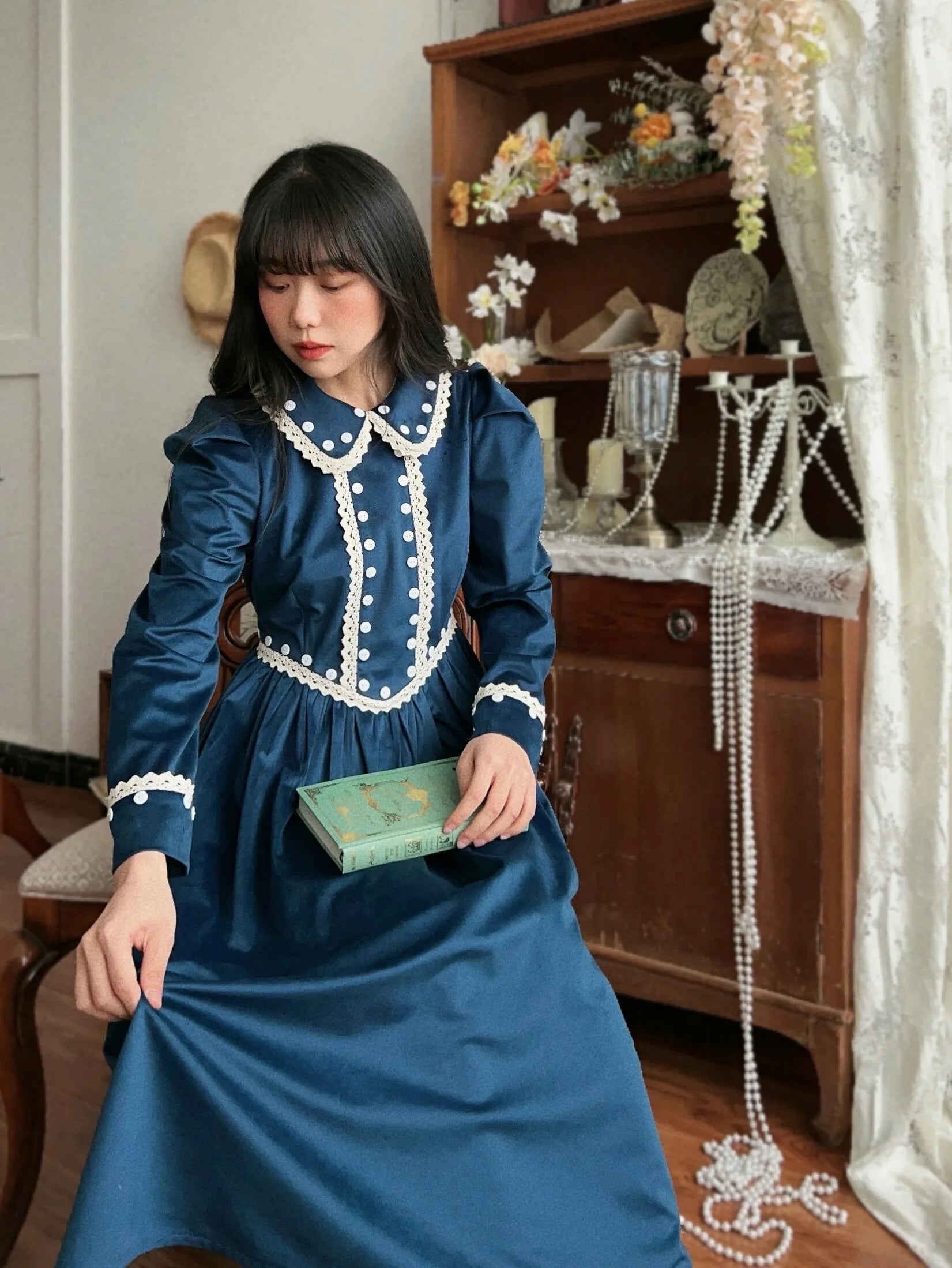 TIYIHAILEY Long Mid-Calf Women Ladies Velvet Dress Long Sleeve Brown S-L Spring Autumn Dresses Turn Down Collar Winter Vintage