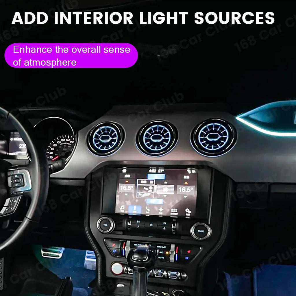 LED 256 Colors New Vents Ambient light For Ford Mustang Car 2015-2021 LED Dashboard Air Conditioning Turbine Air Outlet