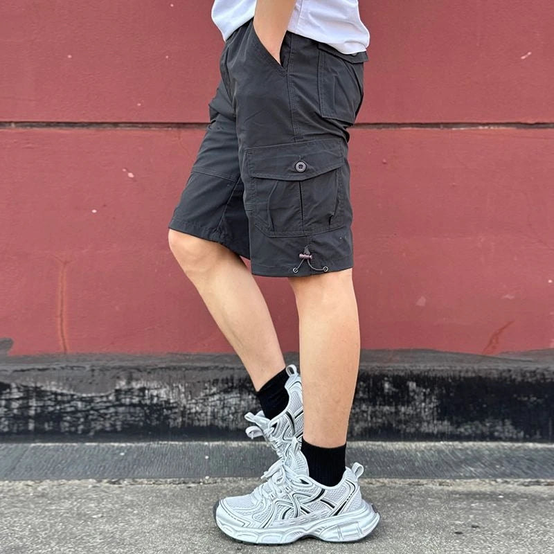 Short Pants for Men with Zipper Cotton Solid Pockets Mens Cargo Shorts Designer Casual Nylon Harajuku Loose Beautiful Popular