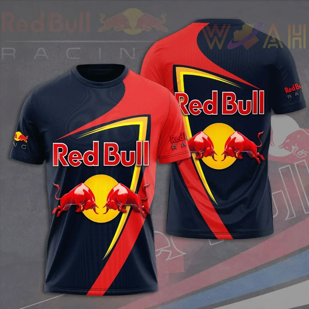 Men's Red Bull T-shirt 3D Printed Color Pattern Round Neck T-shirt Men and Women Casual Tops Oversized Racing Cycling Jersey