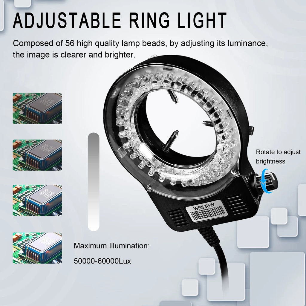 130X 150X 180X 215X C-Mount Zoom Lens Electronic Digital Microscope 4K 48MP HD Video Recording Industrial Cameras Repair Tools