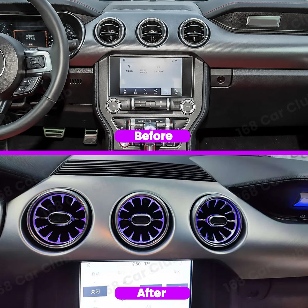 LED 256 Colors New Vents Ambient light For Ford Mustang Car 2015-2021 LED Dashboard Air Conditioning Turbine Air Outlet