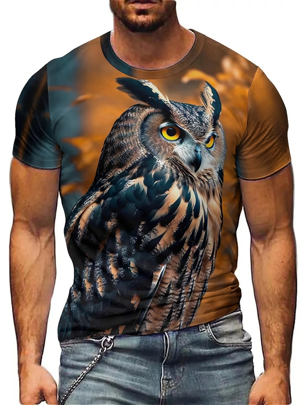 Men's & Women's 3D Print Owl Graphic T-Shirt - Soft Polyester, Loose Fit Large Size, Vibrant Geometric Pattern