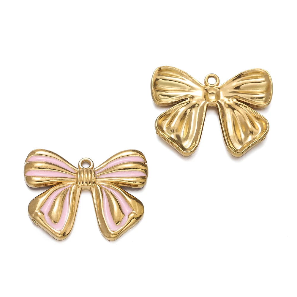 2Pcs/Pack Stainless Steel 5 Styles Butterfly Shape Pendants for Handmade DIY Women Man Hoop Earring Jewelry Making Supplies