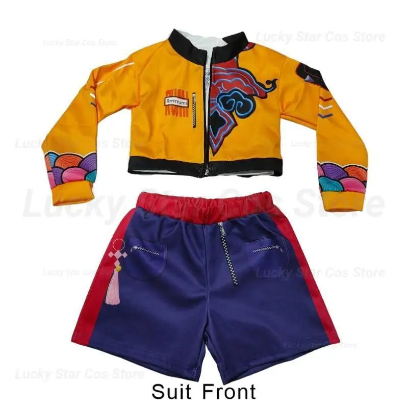 Movie kpop demon hunter Rumi Cosplay Costume for Girl Halloween Carnival Rumi jacket vest and shorts Three-piece Set Dress Up