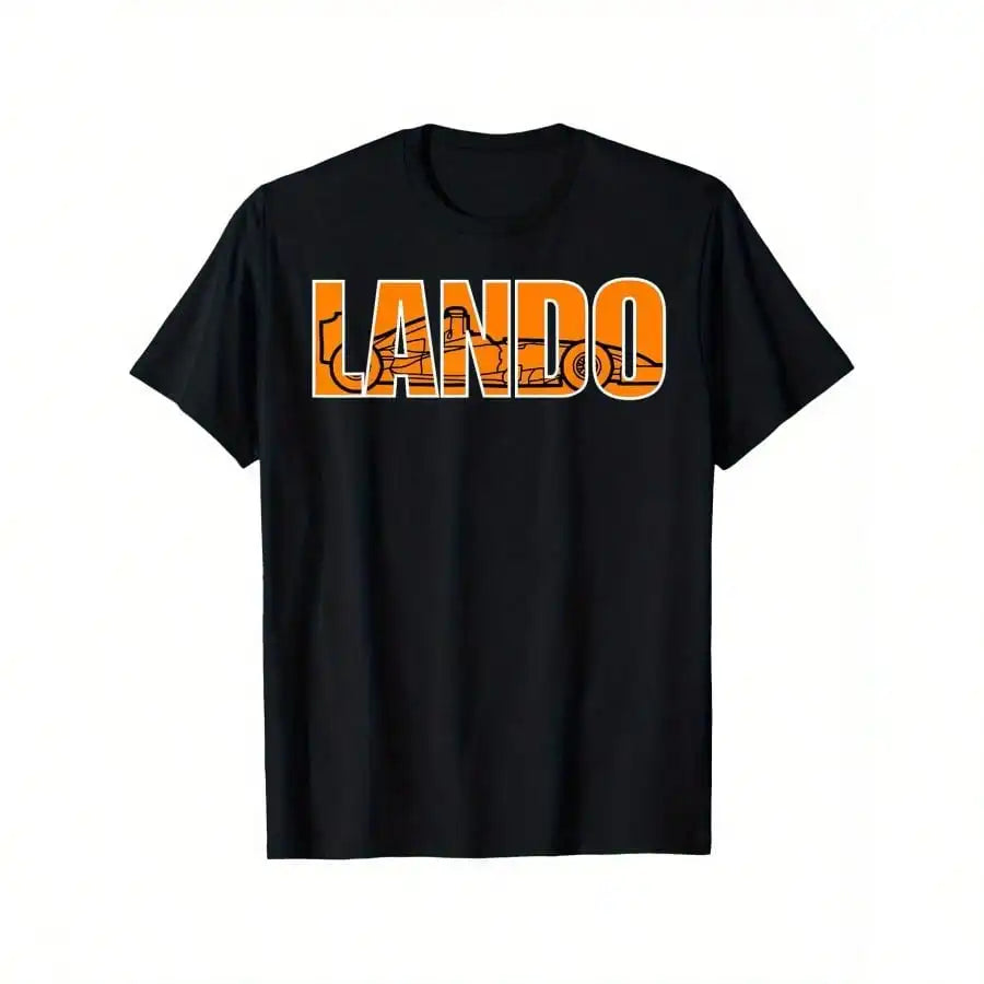 [Cotton Formula Car T-Shirt] 100% Cotton Lando N Formula Car T-Shirt - Papaya Race Track Fan Wear, Crew Ne