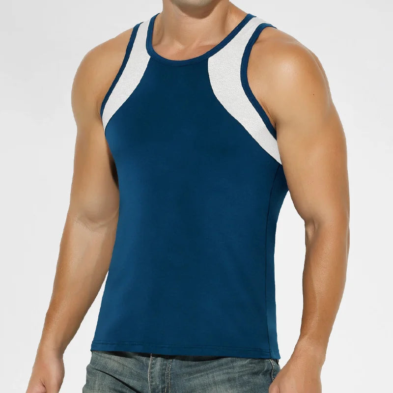 2PCSA comfortable and breathable vest man, a halter top, hurdling, short-sleeved young man, sports running, sleeveless T-shirt,