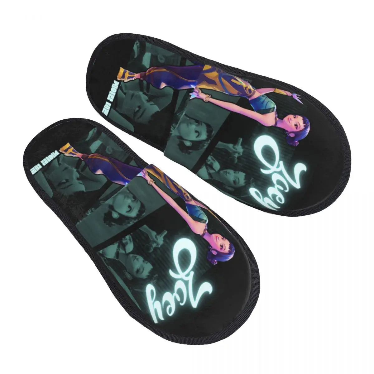 Kpop Demon Hunters Huntrix Zoey Girls Cozy Scuff Memory Foam Slippers Women Bedroom House Shoes