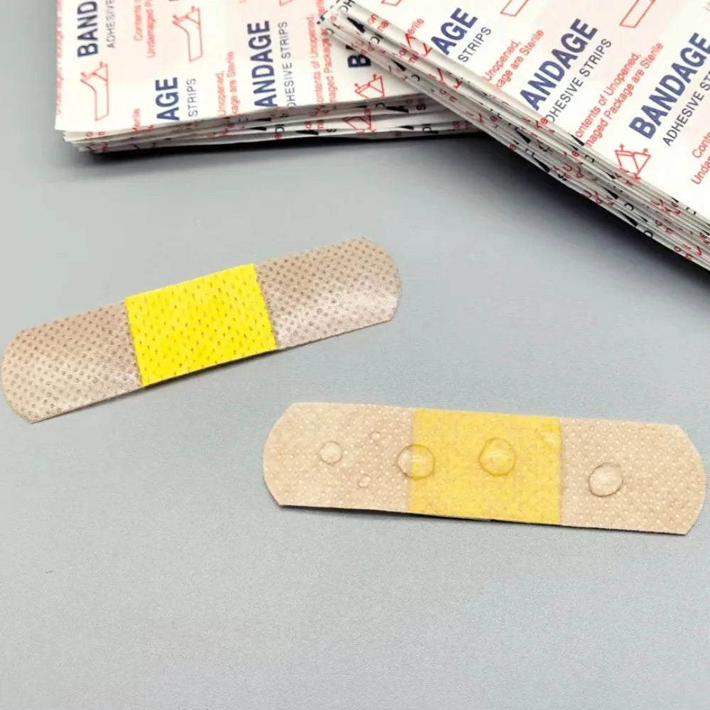 100Pcs Waterproof Breathable Cushion Adhesive Plaster Wound Hemostasis Sticker Band First Aid  Medical Gauze