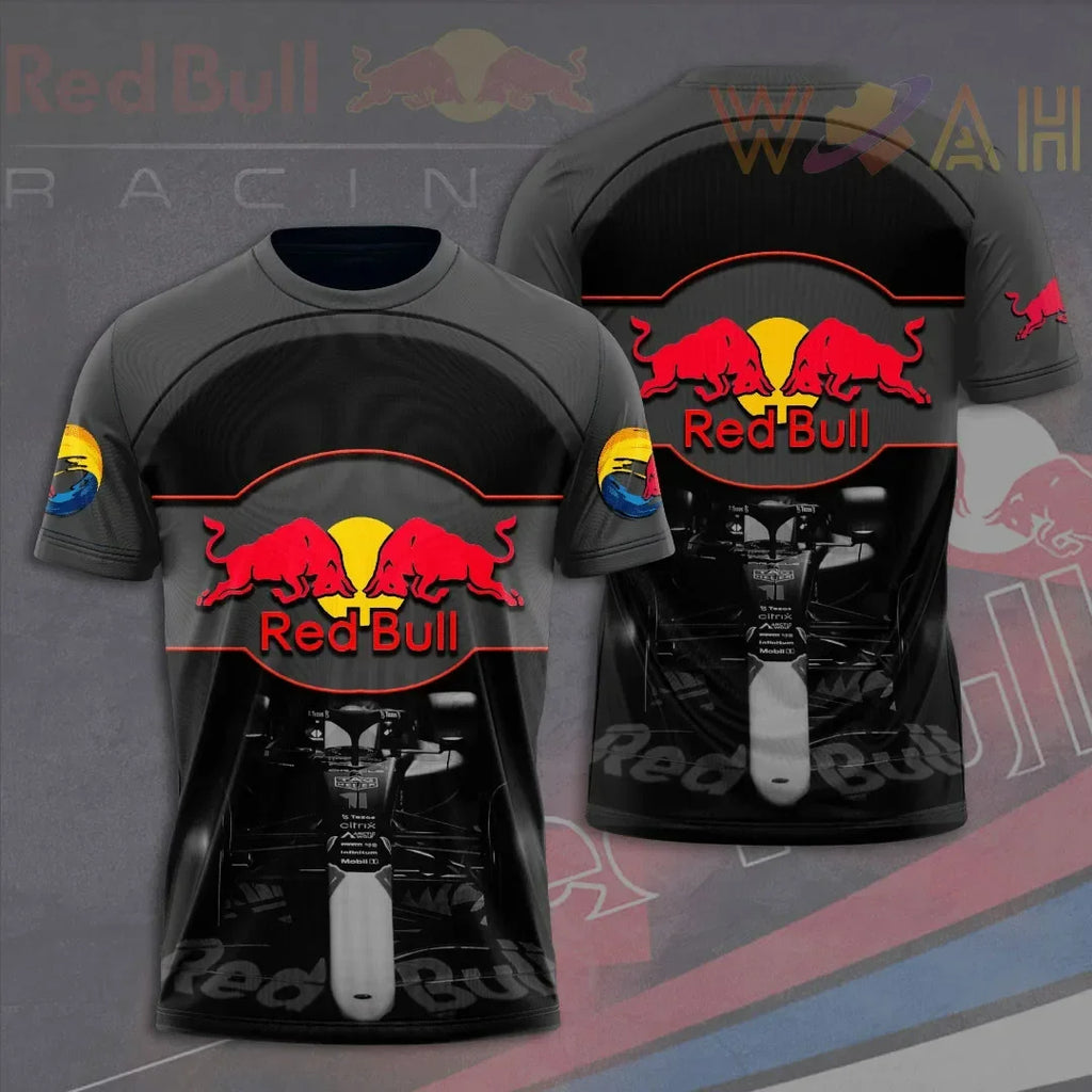 Men's Red Bull T-shirt 3D Printed Color Pattern Round Neck T-shirt Men and Women Casual Tops Oversized Racing Cycling Jersey