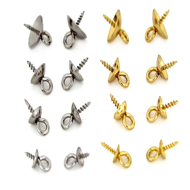 20Pcs Stainless Steel Clasps Hooks Screw Eye Pins Bail Pegs Half Drilled Beads Charms Connectors for DIY Necklace Jewelry Making