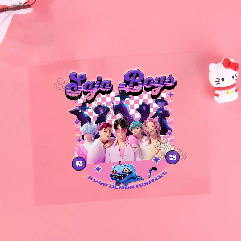 Kpop Demon Hunter Cartoon 3D Transfer Sticker UV DTF Stickers Kawaii Water Cup Water Bottle Lunch Box DIY Waterproof Sticker