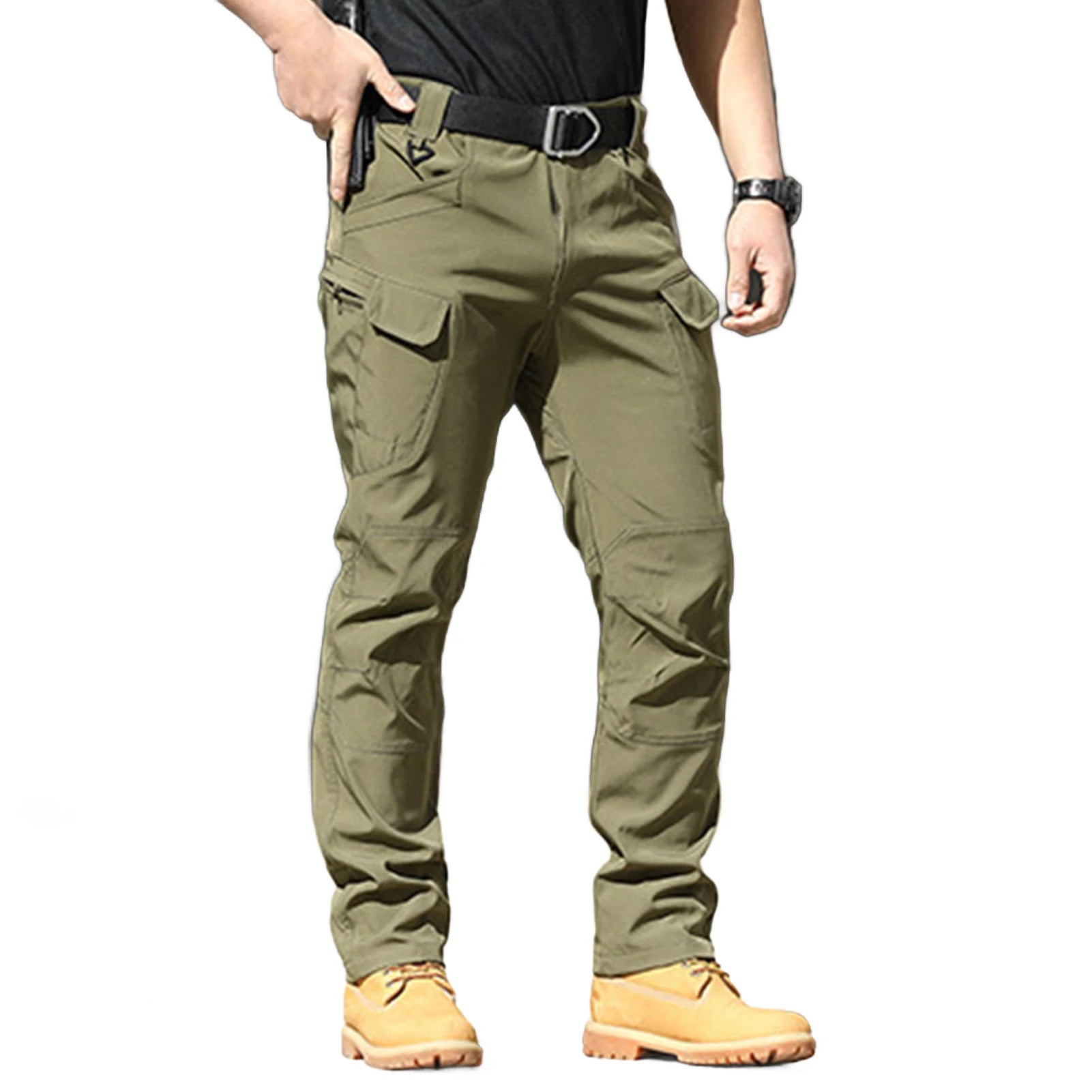 Men Camo Multi Pockets Cargo Pants Quick Dry Outdoors Sports Trousers Camouflage black Trousers for Travel Hiking climb