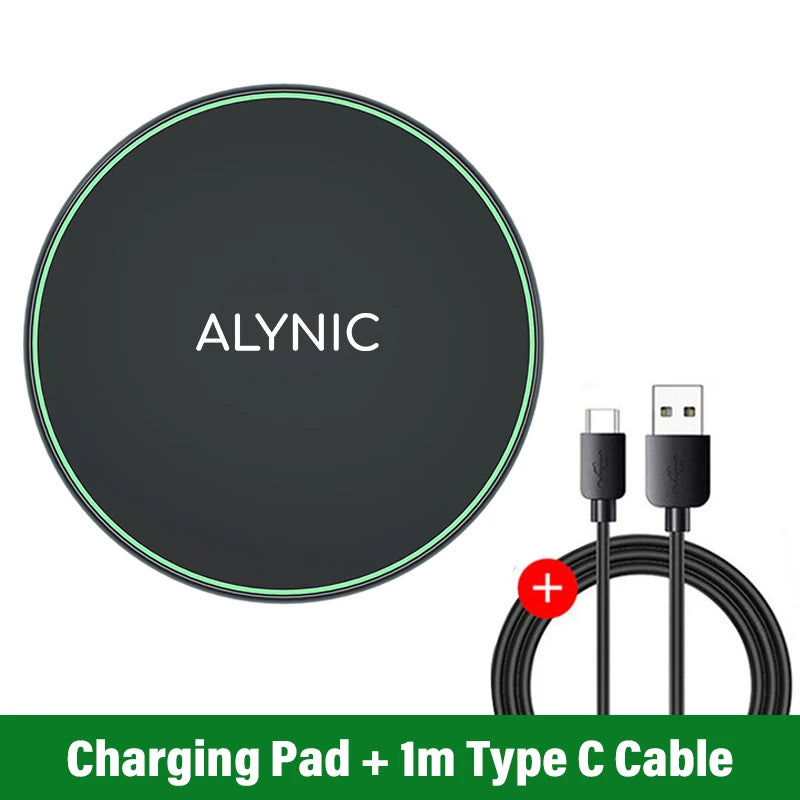 Mini LED Wireless Charger Pad For iPhone 16 15 14 13 12 8 X Pro Max Samsung Xiaomi Induction Fast Charging Dock Station