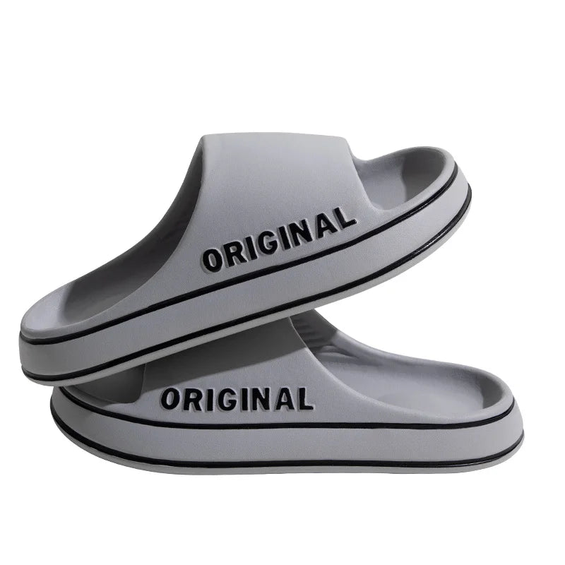 Feslishoet Women Letter Slippers Beach Slides Solid Color Mens Thick Sole Indoor Outdoor Bathroom Anti Slip Shoes Summer Sandal