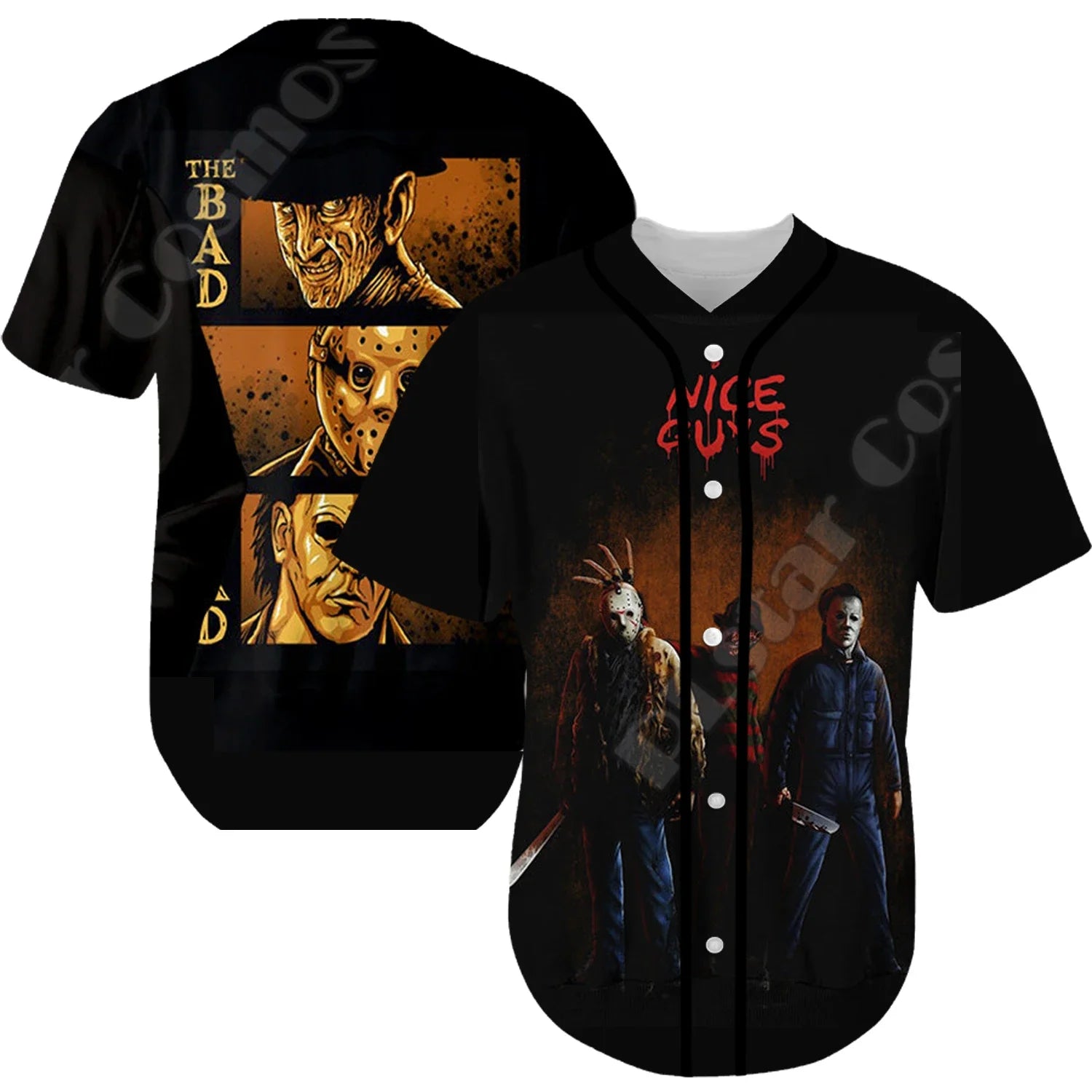 Halloween Horror Terror Movie Cosplay Michael Myers 3DPrint Summer Baseball Shirts Jersey Funny Casual Unisex Short Sleeves X1