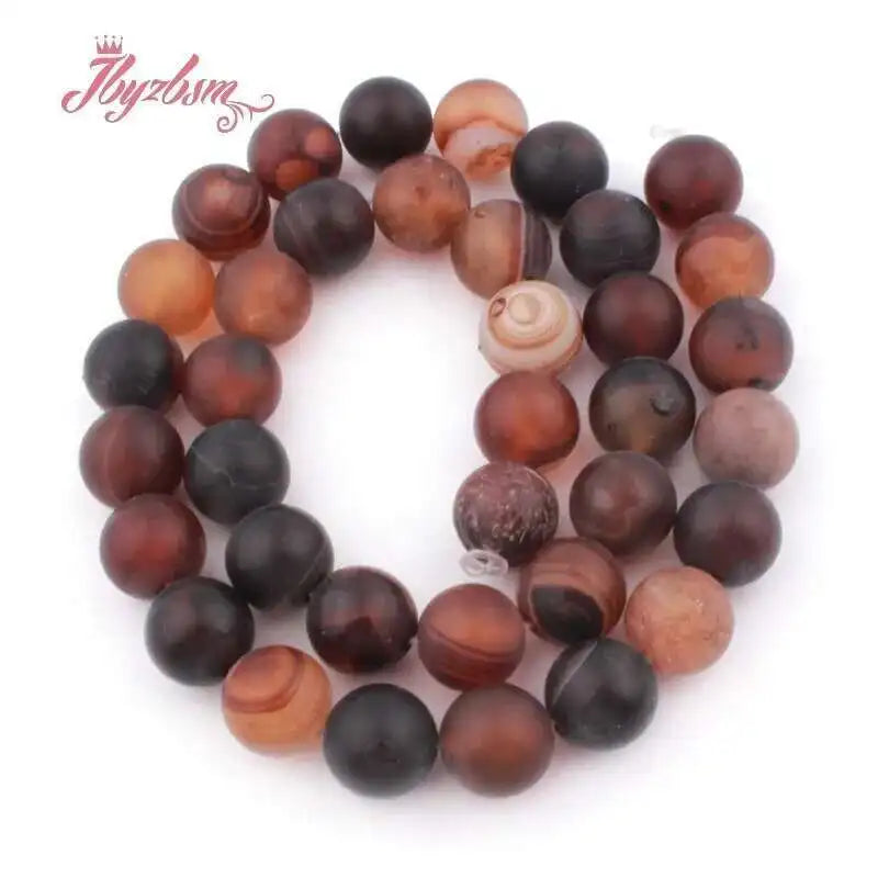 Natural Brown Stripe Agate Round Stone Beads For Jewelry Making Necklace Bracelet Strand 15 Inches DIY Loose Beads 6/8/10/12mm