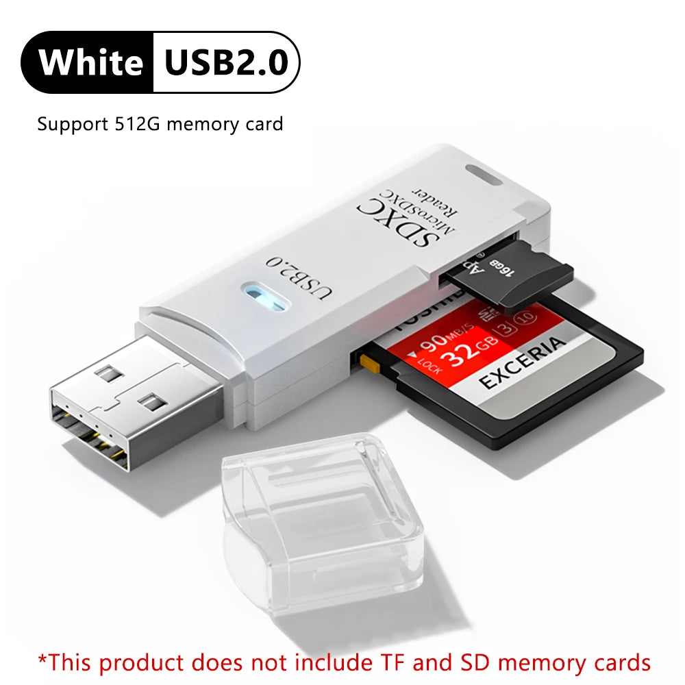 NNBILI 1-2pcs Card Reader USB3.0/2.0 To SD TF Memory Adapter High Speed TF Memory 2 IN 1 Card Reader For PC Laptop Accessories