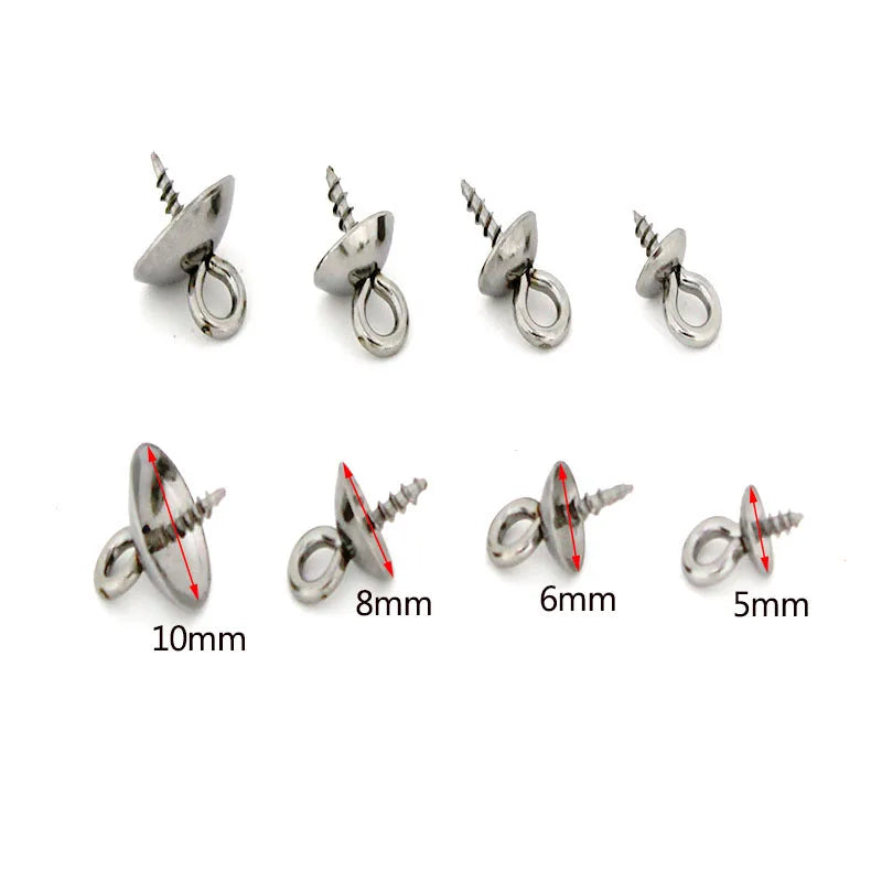 20Pcs Stainless Steel Clasps Hooks Screw Eye Pins Bail Pegs Half Drilled Beads Charms Connectors for DIY Necklace Jewelry Making
