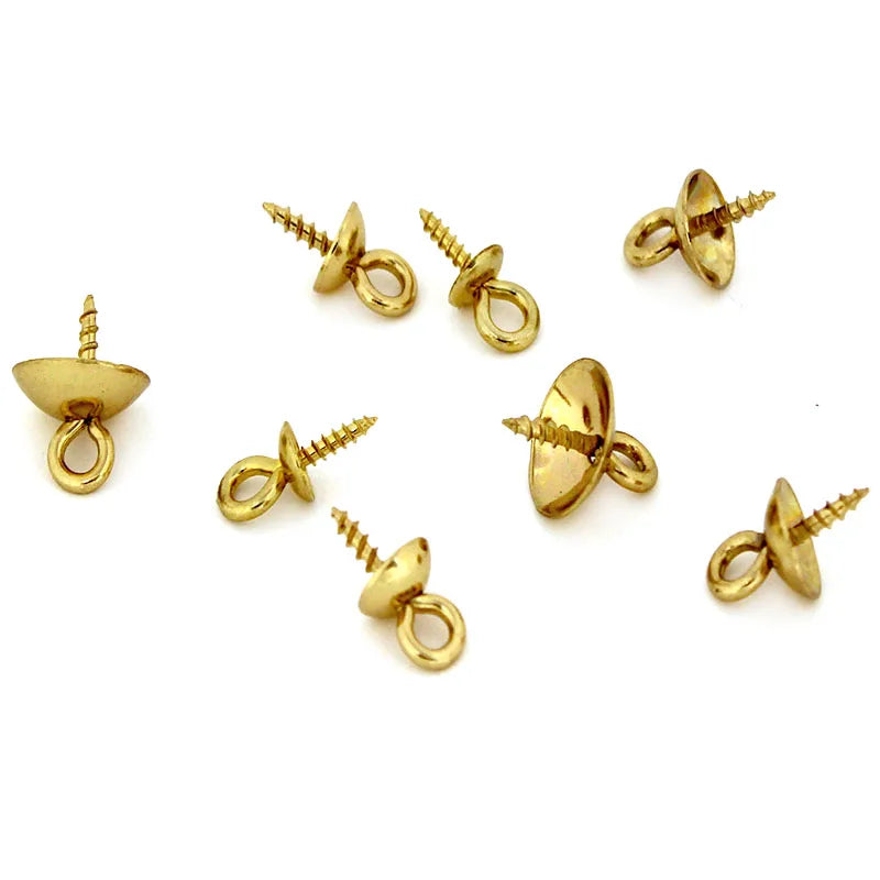 20Pcs Stainless Steel Clasps Hooks Screw Eye Pins Bail Pegs Half Drilled Beads Charms Connectors for DIY Necklace Jewelry Making