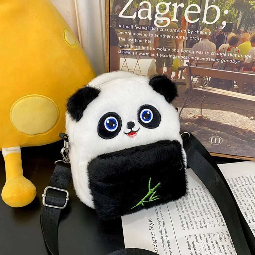 Cartoon Panda Crossbody Bag New Travel Purse Children's Gift Messenger Bag Plush Shoulder Bag