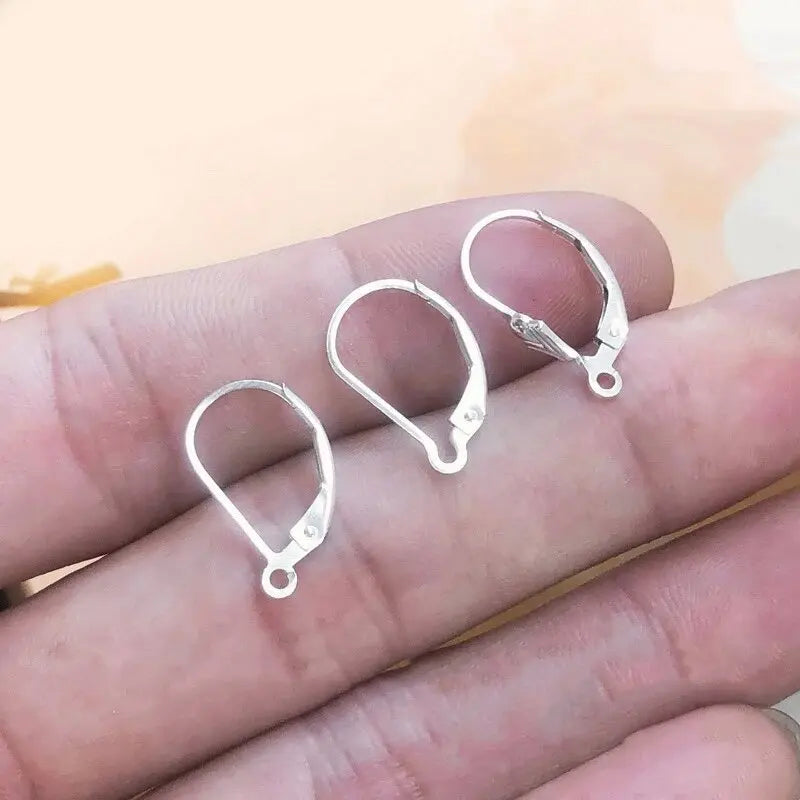 925 Sterling Silver Fleur De Lis Leverback w / Ring Plain Leverback Silver Ear Wire for Jewelry Accessories Clasp for Earri