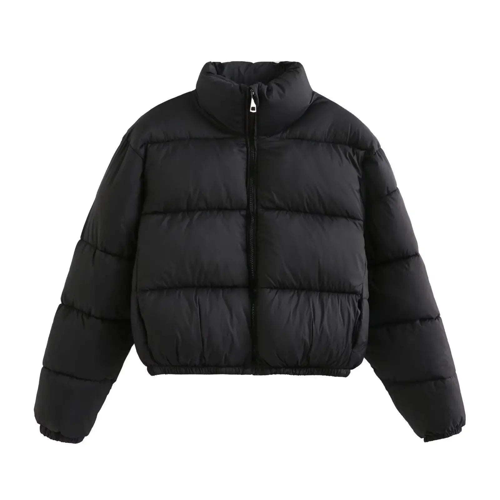 Casual Cotton Coat Women Stand Collar Parkas Long Sleeve Fashion Zip Solid Thick Warm Jacket 2024 Winter Button Padded Overcoats
