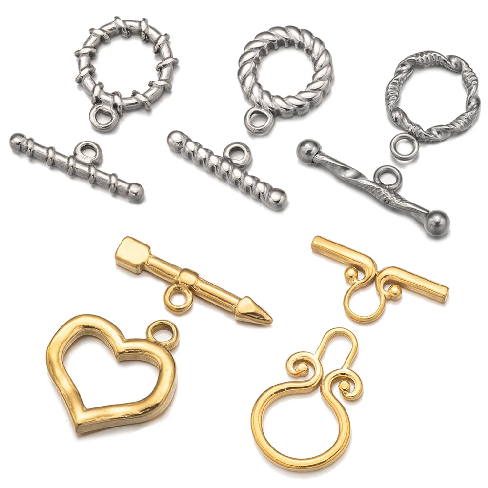 4Sets Stainless Steel Round OT Clasp End Buckle For DIY Necklaces Bracelets Jewelry Making Supplies Accessories Parts Components