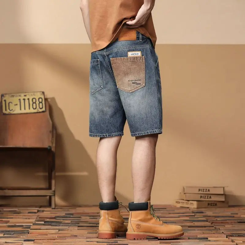 Man Bermuda Denim Shorts Ripped Straight Retro Short Jeans Pants for Men Summer Streetwear Harajuku Vintage Original Trend 2025
