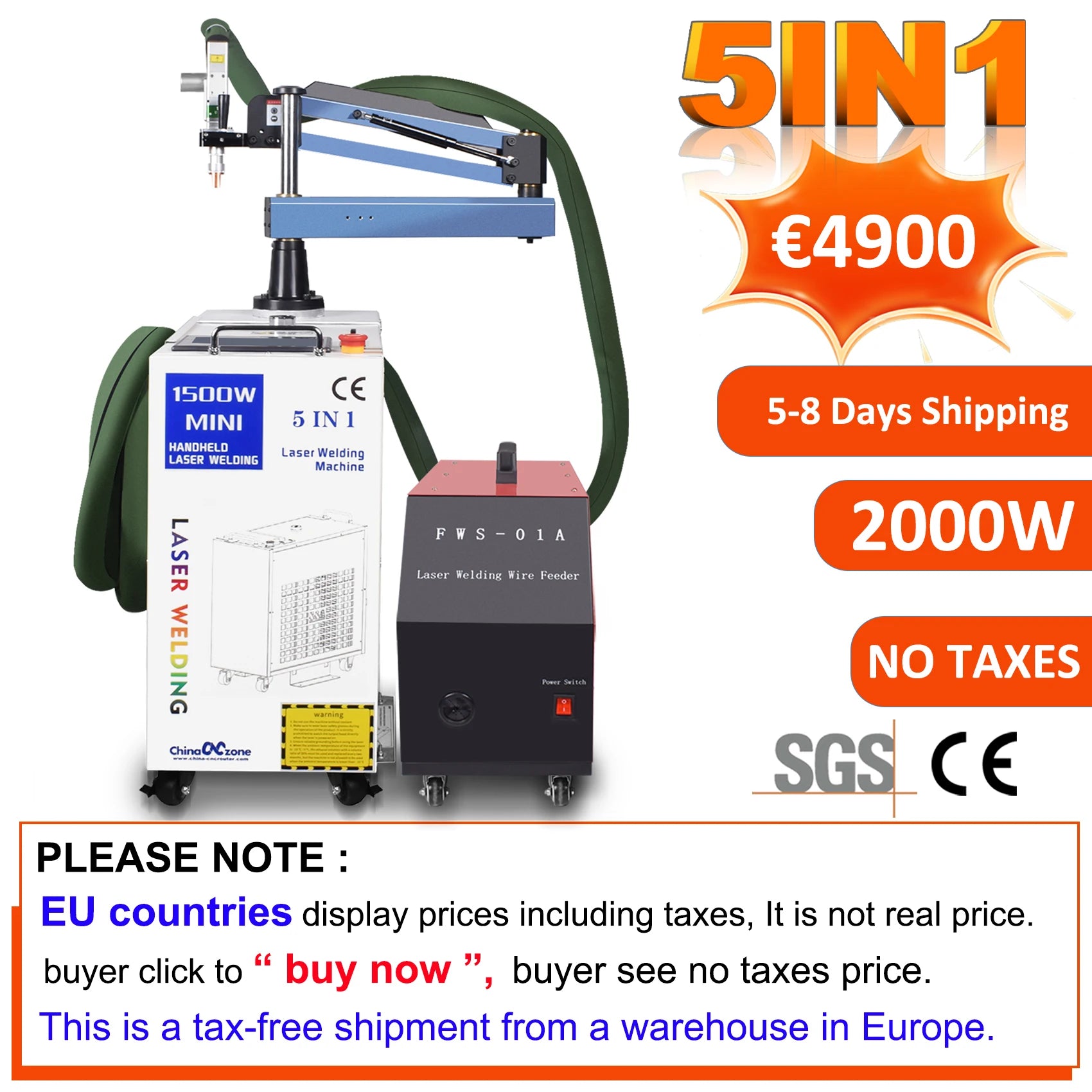 BWT 5 in 1 Fiber Laser Battery Welding Cleaning Cutting welding Machine Double Wobble 1500W Handheld Laser Welder for All Metal