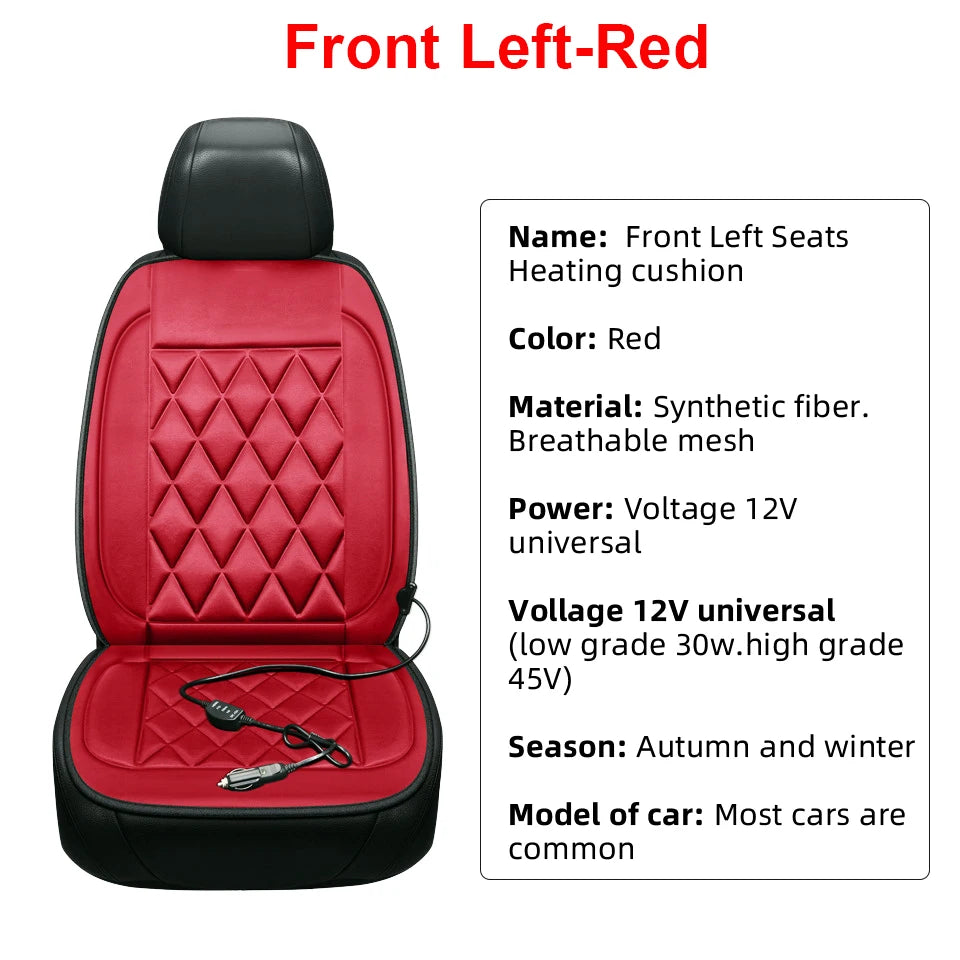 12V Universal Car Heated Seats Cushion Fast Heating Car Seat Covers Warm Winter Car Accessories Heating Pads Available Black＆Red