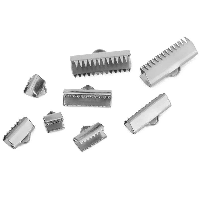 20 50 pcs PVD Never Fade Stainless Steel End Clasps Fastener Caps Connectors Clasps For Flat Leather Cord Diy Jewelry Making