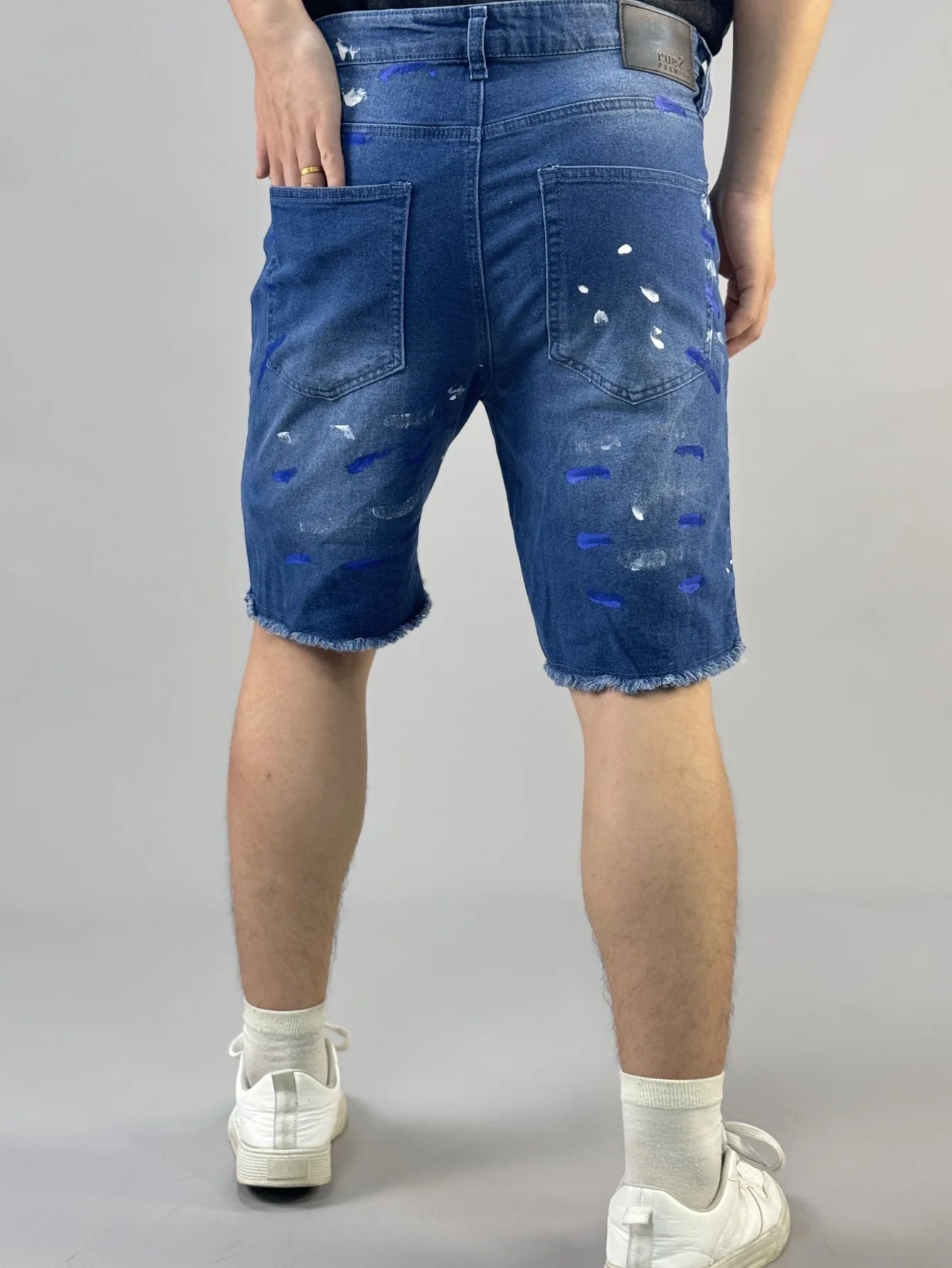 Y2K  Fashionable men's short denim pants with unique devilish pattern    Summer bestseller   three styles to choose from