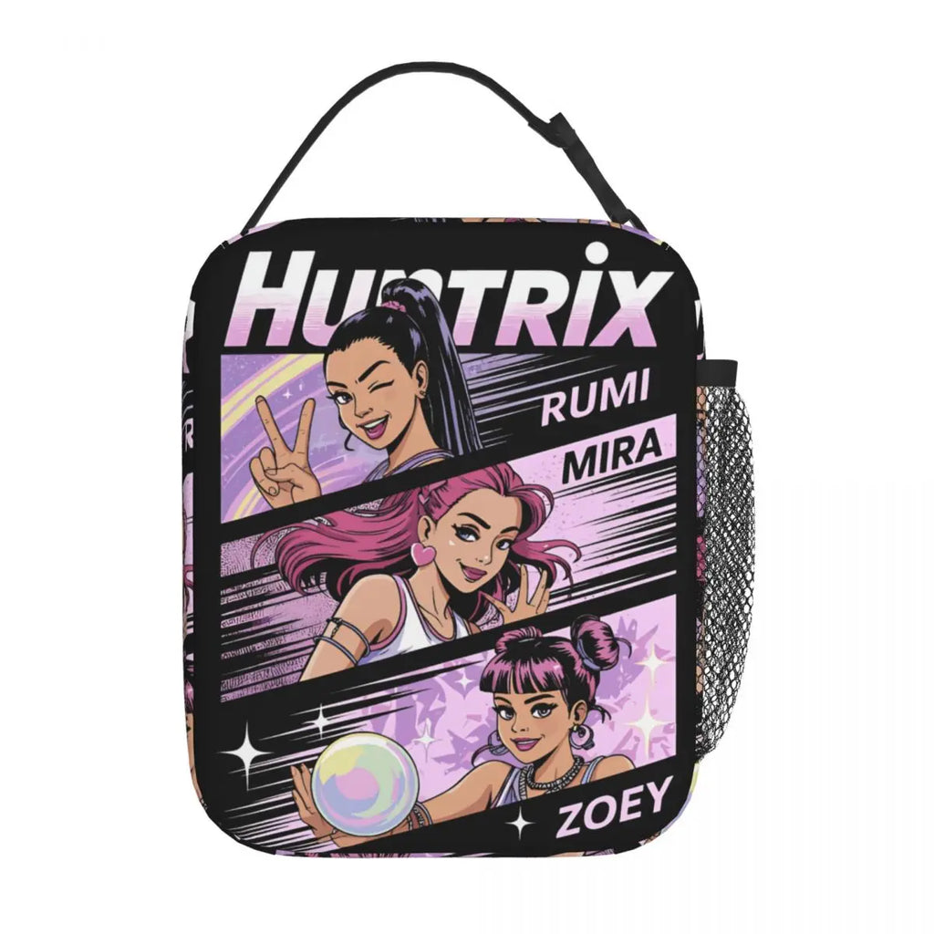 Kpop Demon Hunters Boys Team Retro Style 90s Insulated Lunch Bags Portable Meal Container Cooler Bag Tote Lunch Box Food Handbag