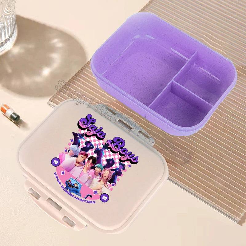 K Pop Demon Hunters Lunch Box Kawaii Cartoon Bento Lunch Box Kids Girls Large Capacity Food Storage Containers Birthday Gifts