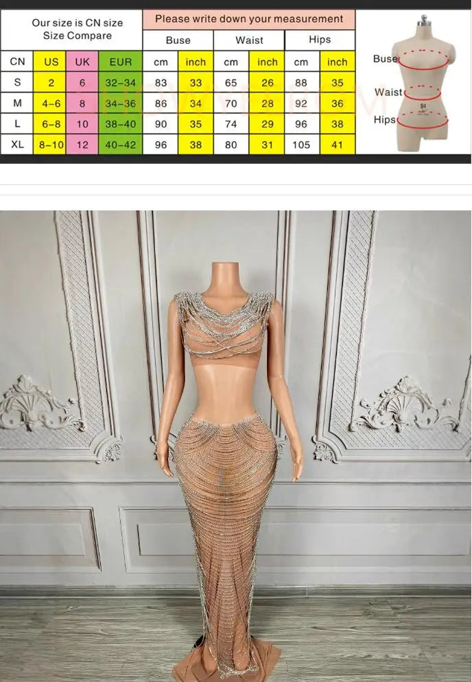 Luxury Silver Chain High-end Banquet Evening Dress Annual Meeting Women's High-end Singer Fashion Singing Clothes Slinky Dresses