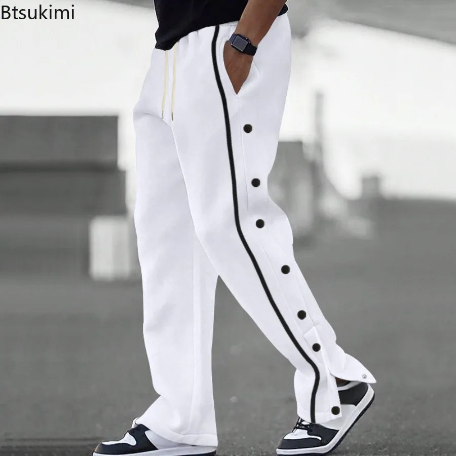 2025 New Men's Fashion Long Trousers Spring Autumn  Loose Straight Drawstring Large Size Men's Casual Trousers Male Cargo Pants