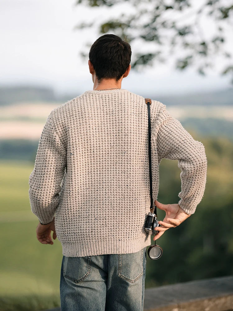 SIMWOOD High Standard 2025 Autumn Winter New Oversize Wool Blend Sweater Men Thick Warm Knitwear Vintage Pullovers